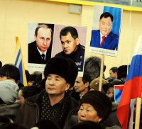 В Туве чабан-обладатель подарка от Путина приехал поддержать его на митинге в Кызыле