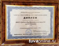 Школа № 1 г. Кызыла удостоена диплома Национальной премии «Элита российского образования»