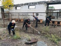 Волонтеры убрали вольеры в приюте для животных общества "Хатико"