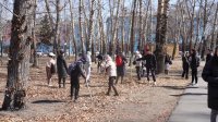 Студенты и педагоги Тувинского госуниверситета убрали Молодежный парк на масштабном субботнике