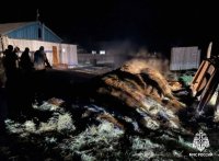 В селе Саглы в Туве добровольная пожарная дружина оперативно погасила пожар после детской шалости